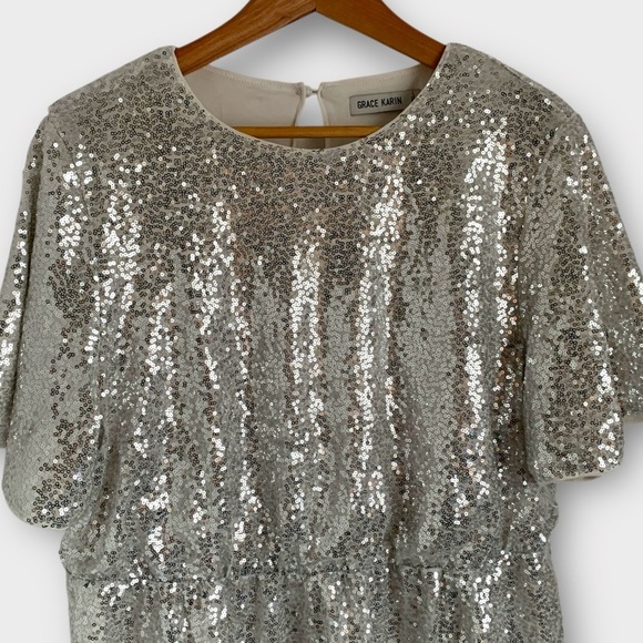 Grace Karin Sequin Peplum Top - Picture 4 of 9